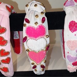 Hand beaded sewn Valentine’s Day heart knot knotted headband unique velvet